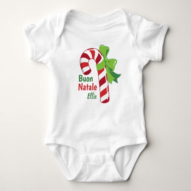 Body Para Bebê Buon Natale Candy Cane Babu Bodydress (Frente)