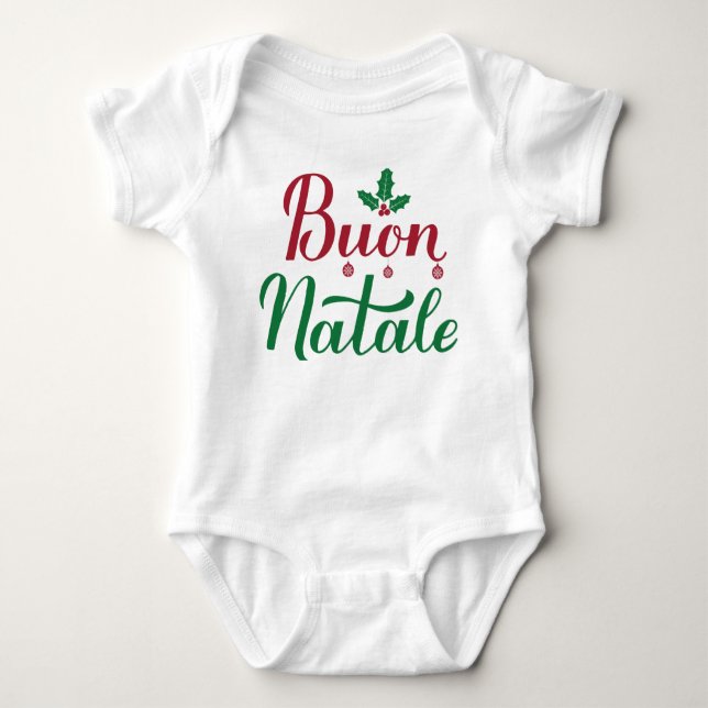 Body Para Bebê Buon Natale Italiana Felry Christmas (Frente)