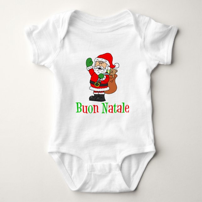 Body Para Bebê Buon Natale Papais noeis Crianças Italianas (Frente)