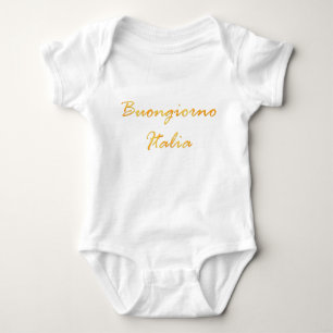 Body Para Bebê Buongiorno Italia. Texto dourado do inclinação