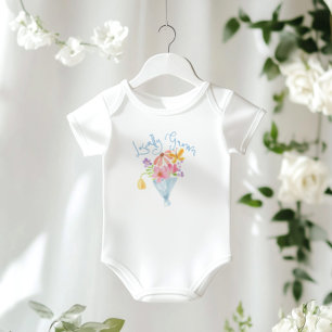 Body Para Bebê Buquê de Aquarela Quimológica Cultivada Localmente