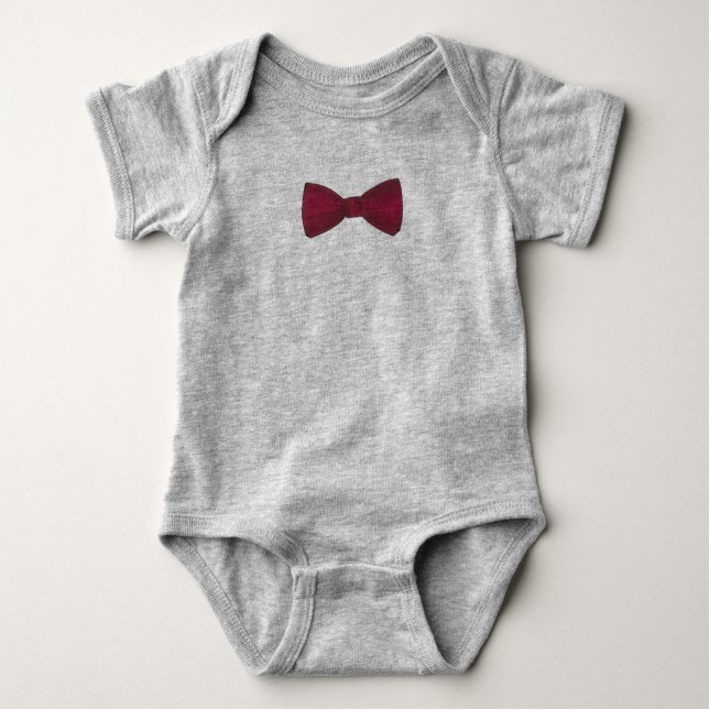 Body Para Bebê Burgundy Arco Tie Weding Baile de formatura Bowtie (Frente)
