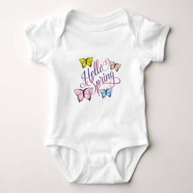 Body Para Bebê Butterfly Hello Primavera (Frente)