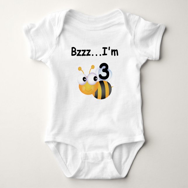 Body Para Bebê Buzz Bumblebee aniversário de 3 anos T-shirts e pr (Frente)