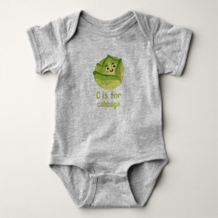 Body Para Bebê C é para CABBAGE Green Veggie Alphabet C