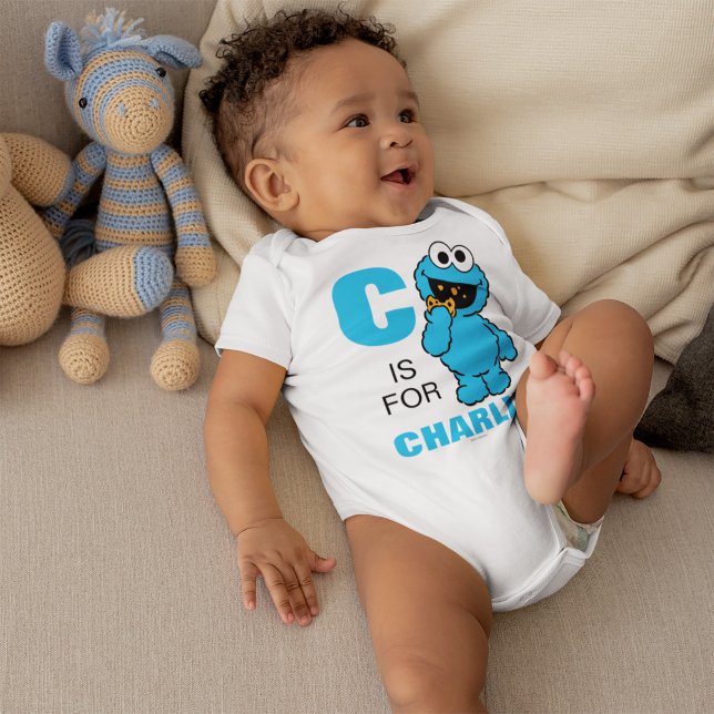Body Para Bebê C é para Cookie Monster | Adicione seu nome (Criador carregado)