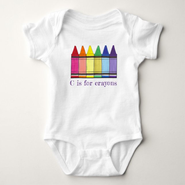 Body Para Bebê C é para Crayons Rainbow Art Crayon Coloring (Frente)