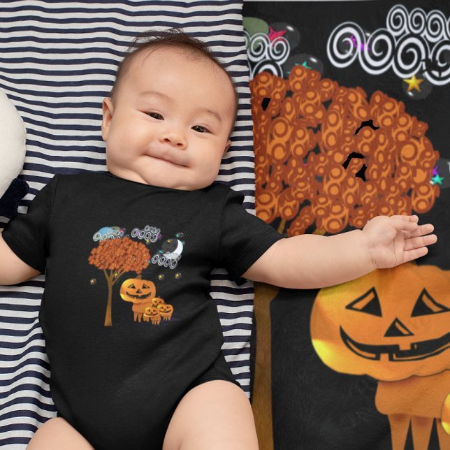 Body Para Bebê Cabeças de Abóbora de Halloween - T-shirt (Criador carregado)