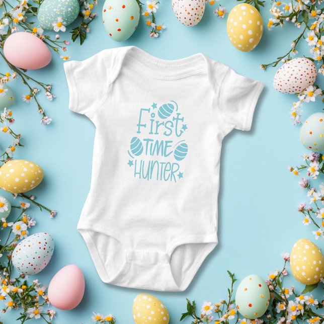 Body Para Bebê Caçador De Ovos Da Primeira Vez Da Páscoa (Cute Easter First Time Egg Hunter Baby Bodysuit)