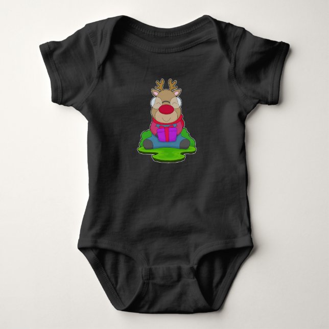 Body Para Bebê Cachecol de Natal de Rena (Frente)