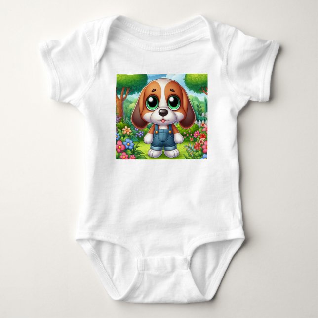 Body Para Bebê Cachorrinho Adorável de Macacão  (Frente)