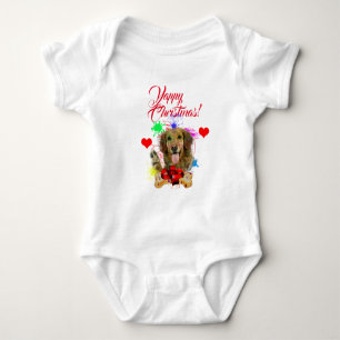 Body Para Bebê Cachorrinho Dourado Personalizável de Natal Latind