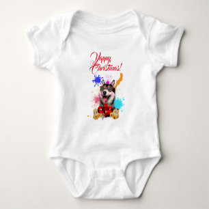 Body Para Bebê Cachorrinho Siberian Husky Customizável Natal Yapp