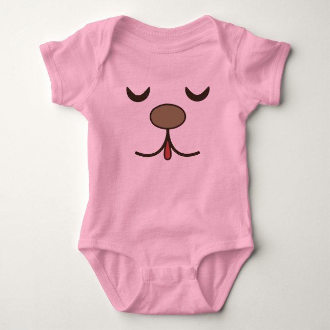 Body Para Bebê Cachorro adorável rosto rosa (Frente)