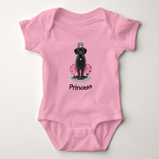 Body Para Bebê Cachorro Balé Princesa Negra Labrador Retriever (Frente)