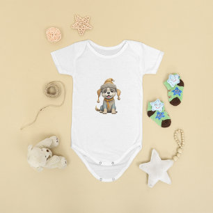 Body Para Bebê Cachorro bonito com roupas de inverno