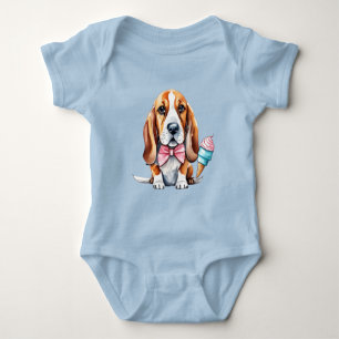 Body Para Bebê Cachorro bonito comendo sorvete
