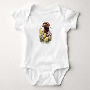 Body Para Bebê Cachorro Cachorro Cachorro Marrom com Flores