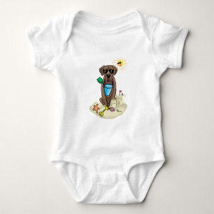 Body Para Bebê Cachorro Cachorro Verão Chocolate Praia Labrador 