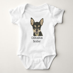 Body Para Bebê Cachorro Chihuahua Preto e Dourado Personalizado