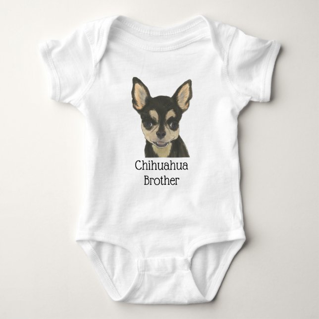 Body Para Bebê Cachorro Chihuahua Preto e Marrom Personalizado (Frente)