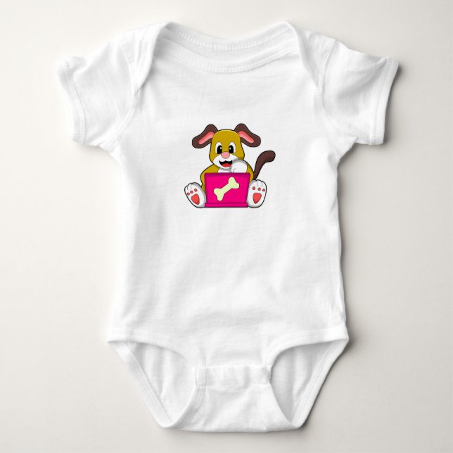 Body Para Bebê Cachorro com Laptop (Frente)