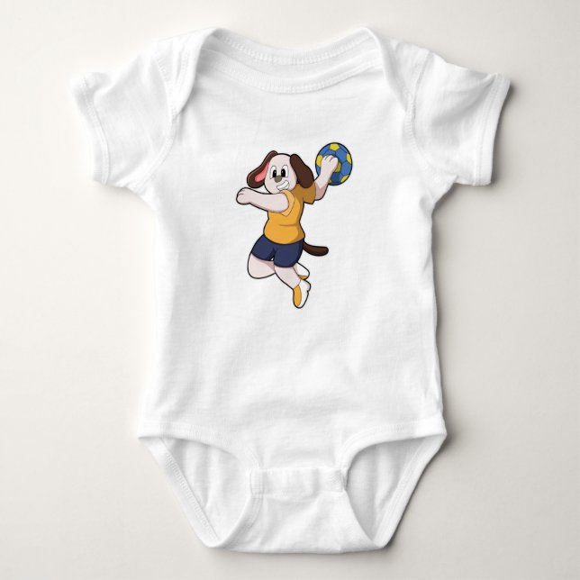 Body Para Bebê Cachorro como jogador de handebol com Handball (Frente)