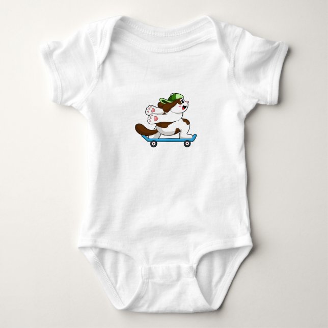 Body Para Bebê Cachorro como Skatista com Skate (Frente)