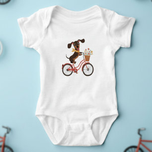 Body Para Bebê Cachorro Dachshund De Bicicleta