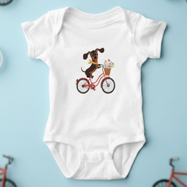 Body Para Bebê Cachorro Dachshund De Bicicleta  (Criador carregado)
