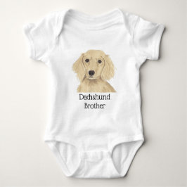 Body Para Bebê Cachorro Dachshund de Creme Inglês Personalizado