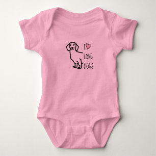Body Para Bebê Cachorro Dachshund Rosa Fofa Feminino Eu Amo Cães 