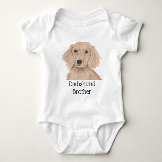 Body Para Bebê Cachorro Dachshund Vermelho Inglês Personalizado (Frente)