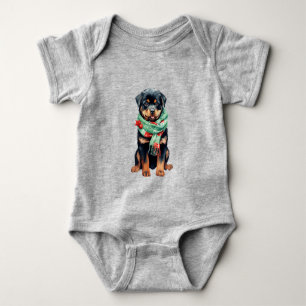 Body Para Bebê Cachorro de Natal, Feriado Rottweiler