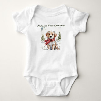 Body Para Bebê Cachorro de Natal Golden Retriever, Amante de Cach