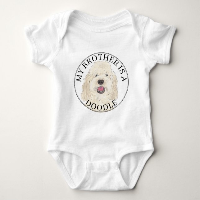 Body Para Bebê Cachorro de Ouro de Creme Branco Personalizado (Frente)