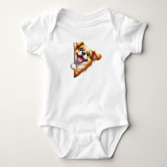 Body Para Bebê Cachorro de Pequim (Frente)