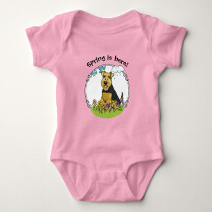 Body Para Bebê Cachorro de Solha, Cachorro-Terreiro, com Flores