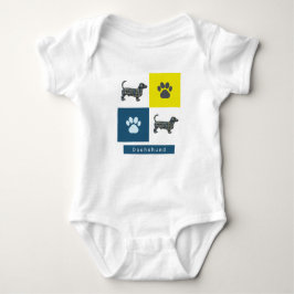 Body Para Bebê Cachorro e Pata Amarelo e Azul