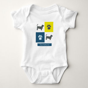 Body Para Bebê Cachorro e Pata Amarelo e Azul