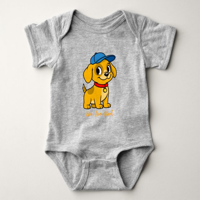 Body Para Bebê Cachorro Feliz com Boné Azul (Frente)