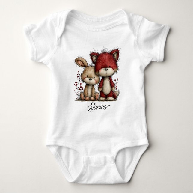 Body Para Bebê Cachorro Fofo e Gato (Frente)