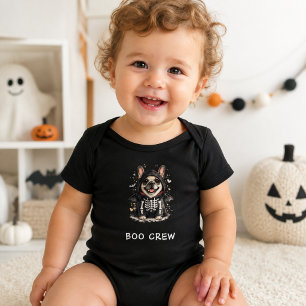 Body Para Bebê Cachorro francês bonitinho Halloween Esqueleto Boo