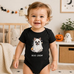 Body Para Bebê Cachorro Francês Bonito Fantasma de Halloween Boo