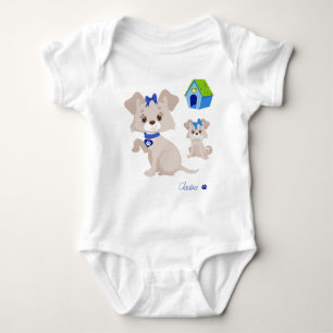 Body Para Bebê Cachorro-Mamãe-Cachorro Adorável com Puppy