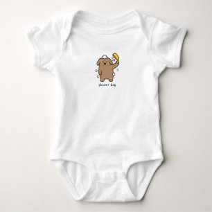 Body Para Bebê Cachorro no Chuveiro Poodle Marrom Tempo de Banho