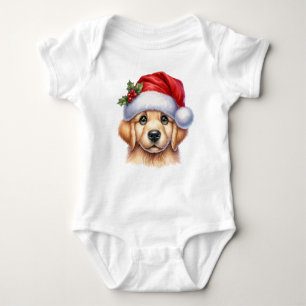 Body Para Bebê Cachorro para Retriever ouro com Estilo Papai Noel