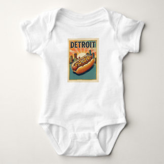 Body Para Bebê Cachorro Quente de Detroit Divertido Foodie