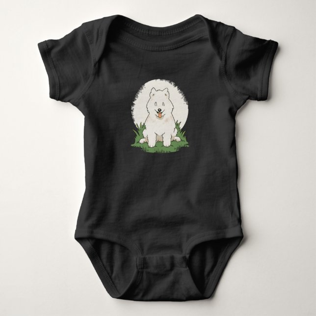 Body Para Bebê Cachorro Samoyed Engraçado (Frente)