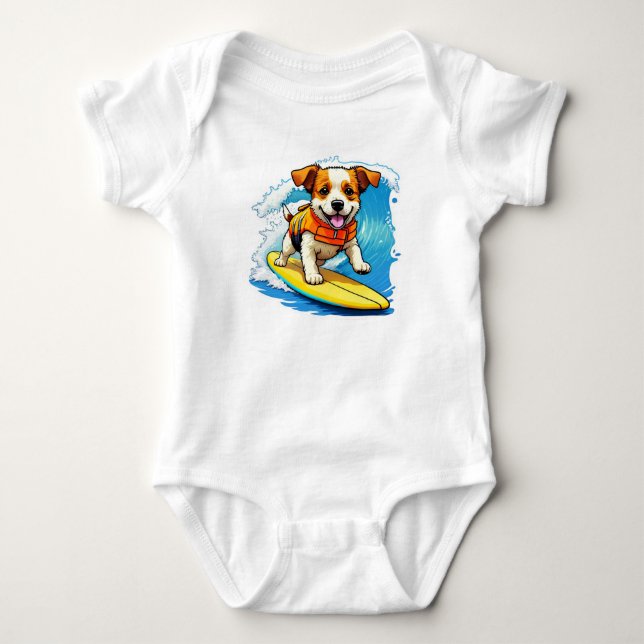 Body Para Bebê Cachorro Surfista (Frente)